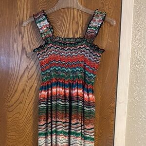 Colorful Striped Smocked Dress
